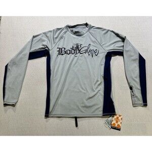 Y2K Body Glove Rashguard Shirt Mens XL Grey Long Sleeve UPF BNWT (Fits Like L)